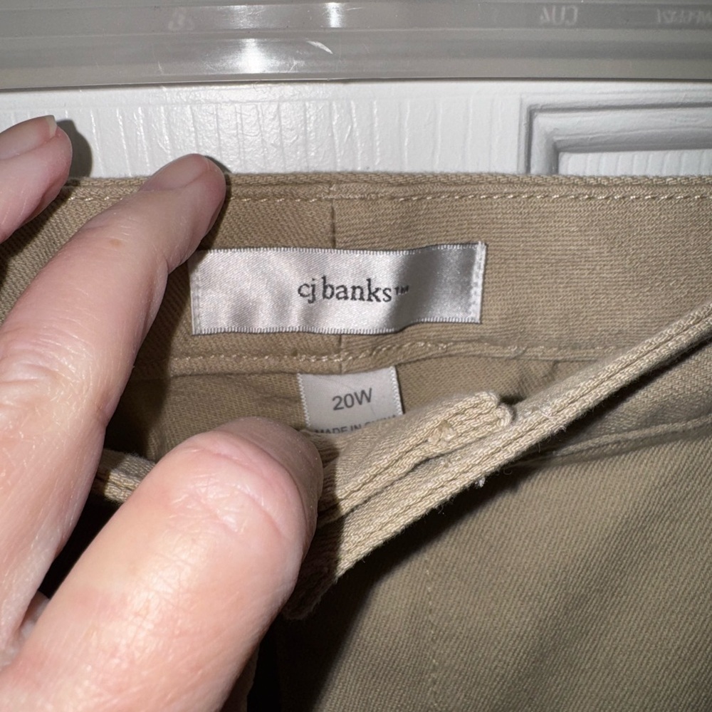 CI Banks Plus High Rise Denim Tan Khaki Pants Wide Leg Jeans Size 20W - Picture 5 of 7
